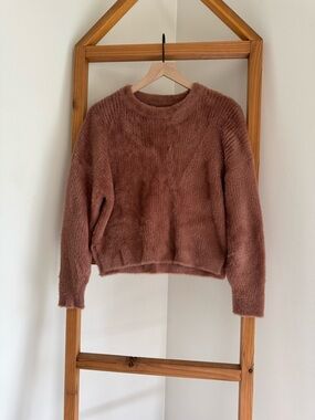 Abercrombie & Fitch Plush Crewneck Sweater in Mauve Brown